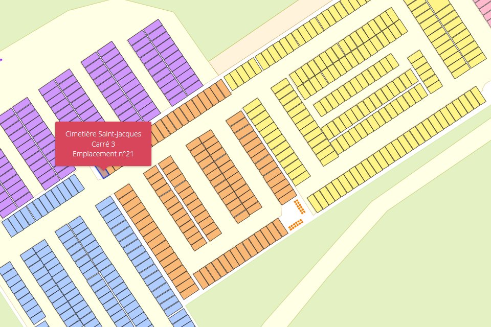 Capture de la carte interactive des emplacements funéraires Capture de la carte interactive des emplacements funéraires