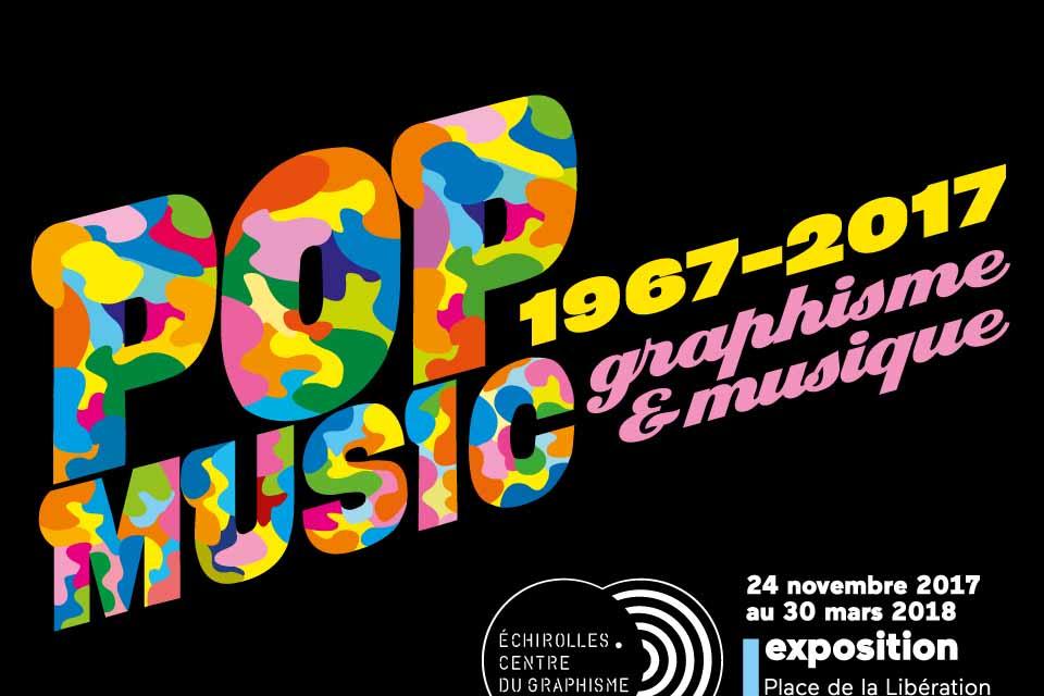 Bandeau pour l'exposition Pop Music 1967-2017, graphisme et musique