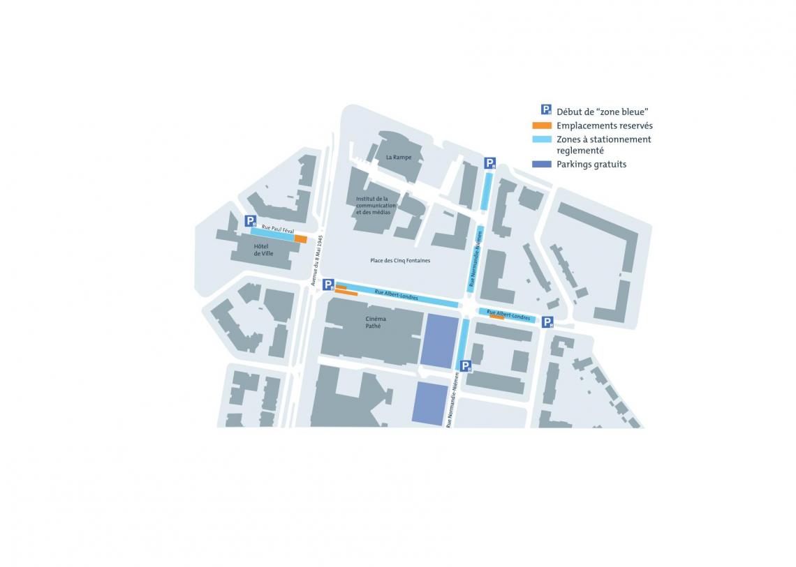 Cartographie stationnement zone bleue centre-ville