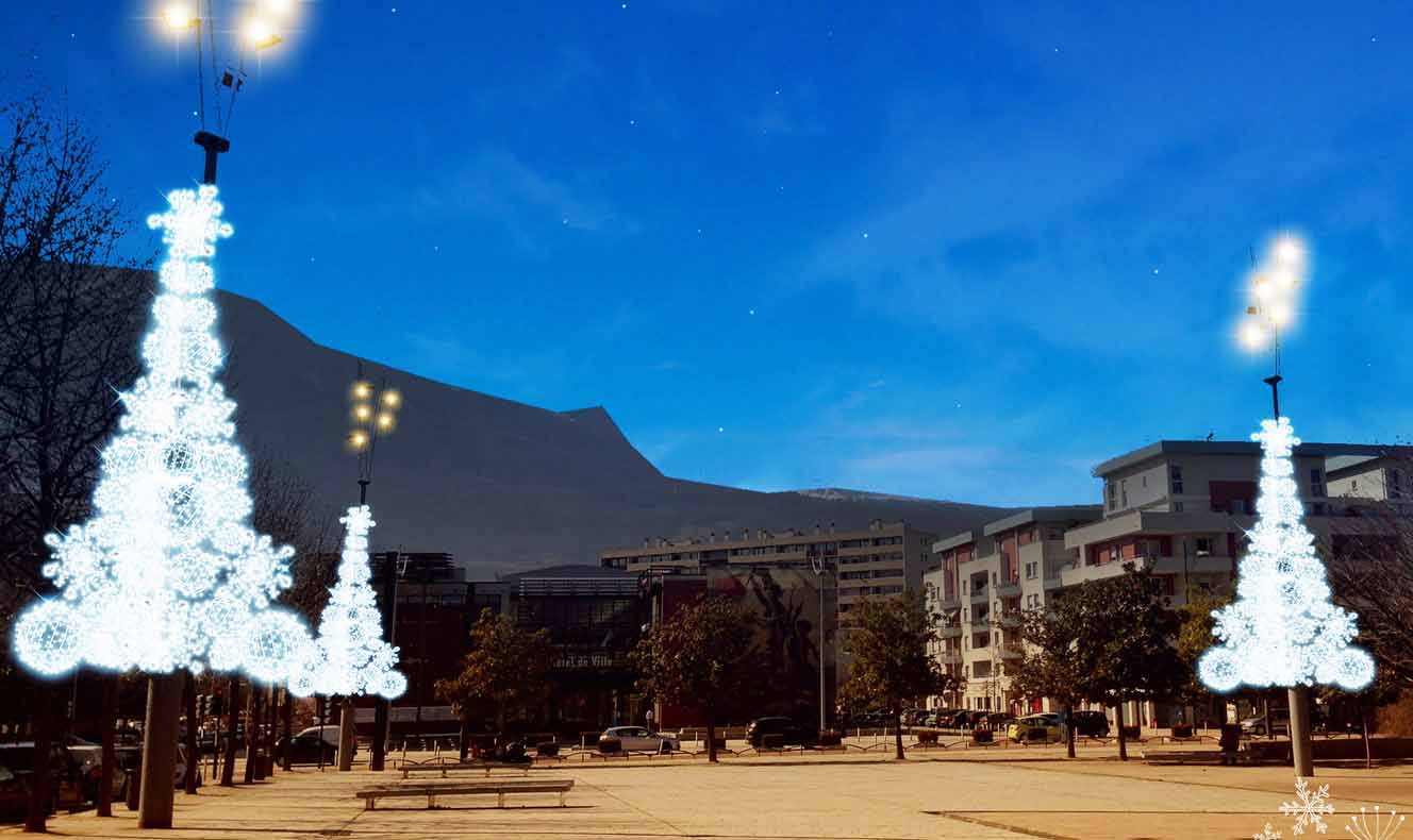 Illuminations 2017-2018 La place des Cinq Fontaines illuminée