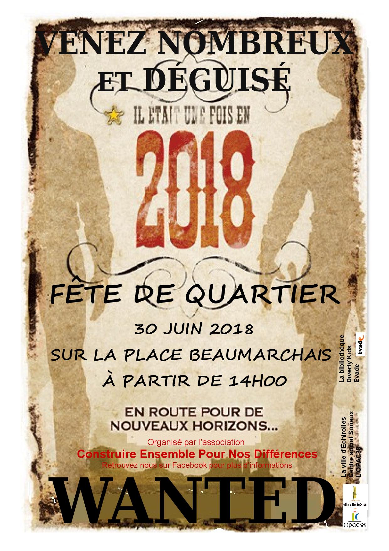 Affiche Fête de quartier de Beaumarchais 2018 Affiche Fête de quartier de Beaumarchais 2018