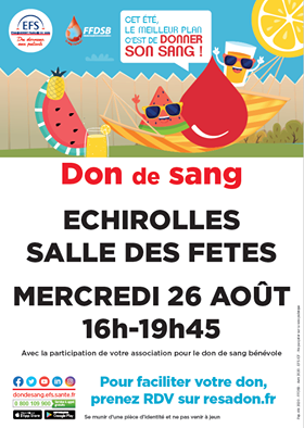 Affiche don du sang 26 août 2020 Affiche annonçant un don du sang le 26 août 2020