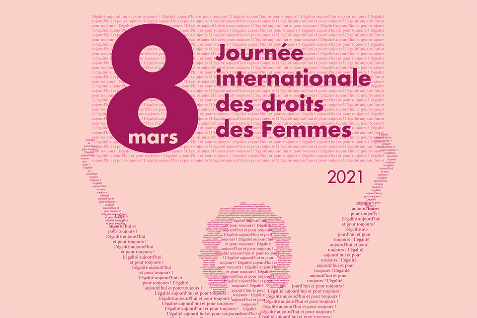 Visuel 8 mars 2021 Affiche annonçant le programme du 8 mars 2021