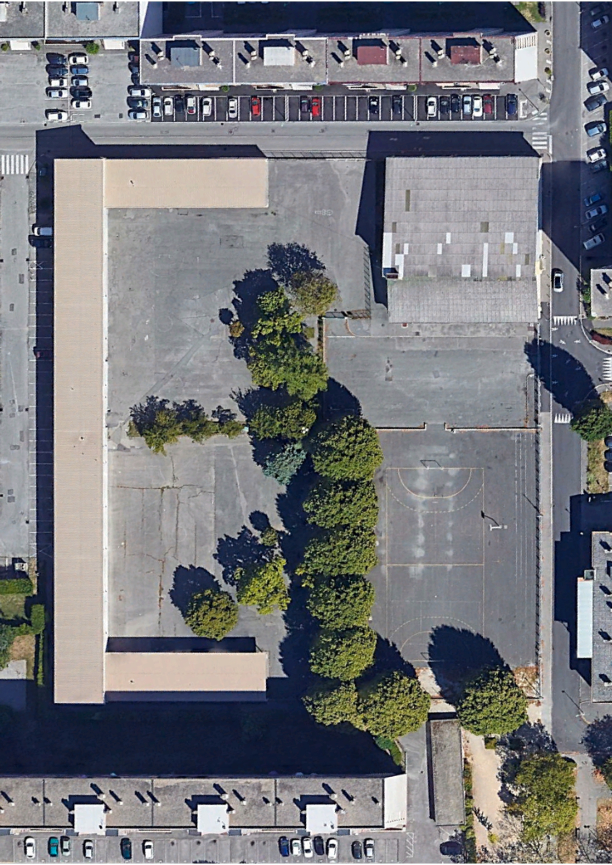 Vue aérienne de la cour de l'école Marcel-David