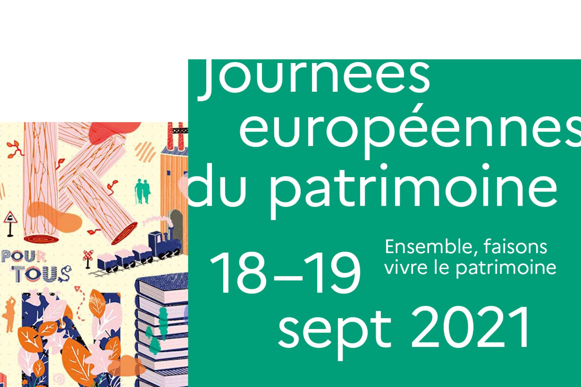 Affiche des journées du patrimoine, rdv les 18 et 19 septembre 2021