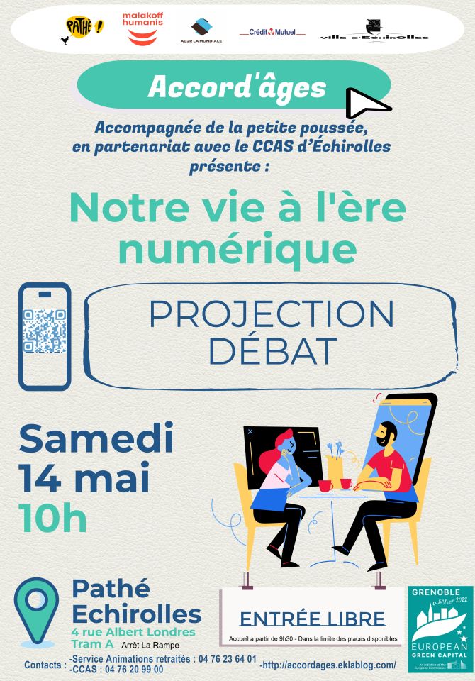 Projection-débat : Notre vie à l'ère numérique La projection des quatre premiers court-métrages issus de Notre vie numérique est prévue ce samedi 14 mai, à 10h, au Pathé Échirolles.