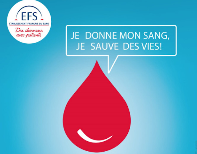 Je donne mon sang, je sauve des vies ! Goutte de sang animée avec texte "je donne mon sang, je sauve des vies !"