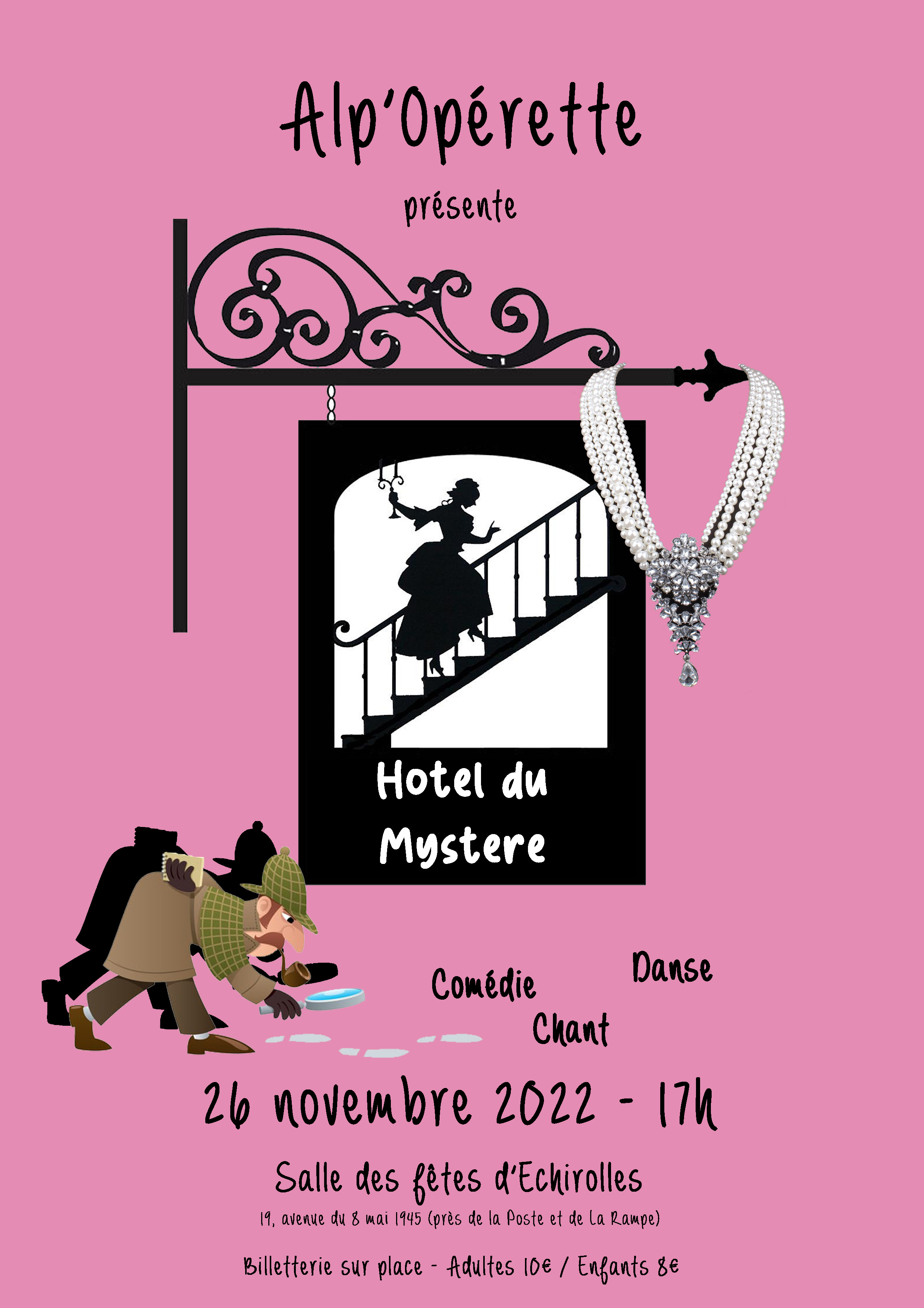 Affiche du spectacle "Hôtel du Mystère" par Alp'Operette