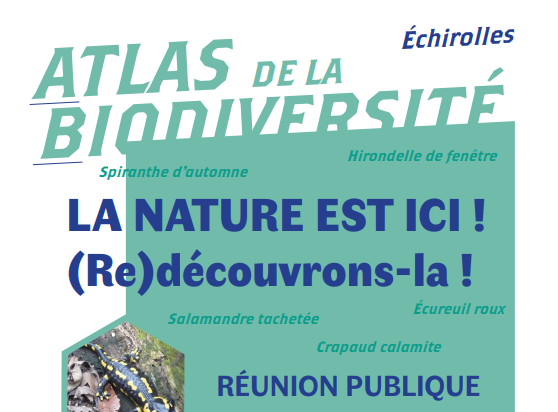 Affiche agenda pour la réunion publique sur l'Atlas de la Biodiversité Communale