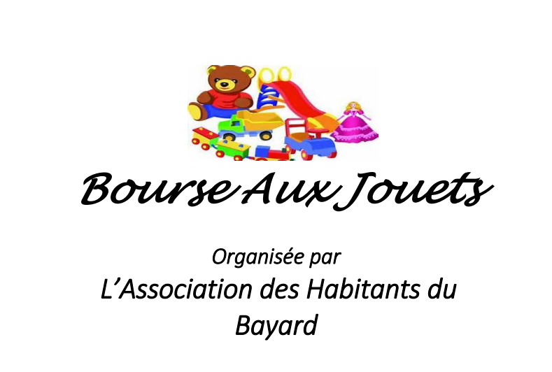 Image d'illustration de la bourse aux jouets, avec un ours en peluche et d'autres jouets