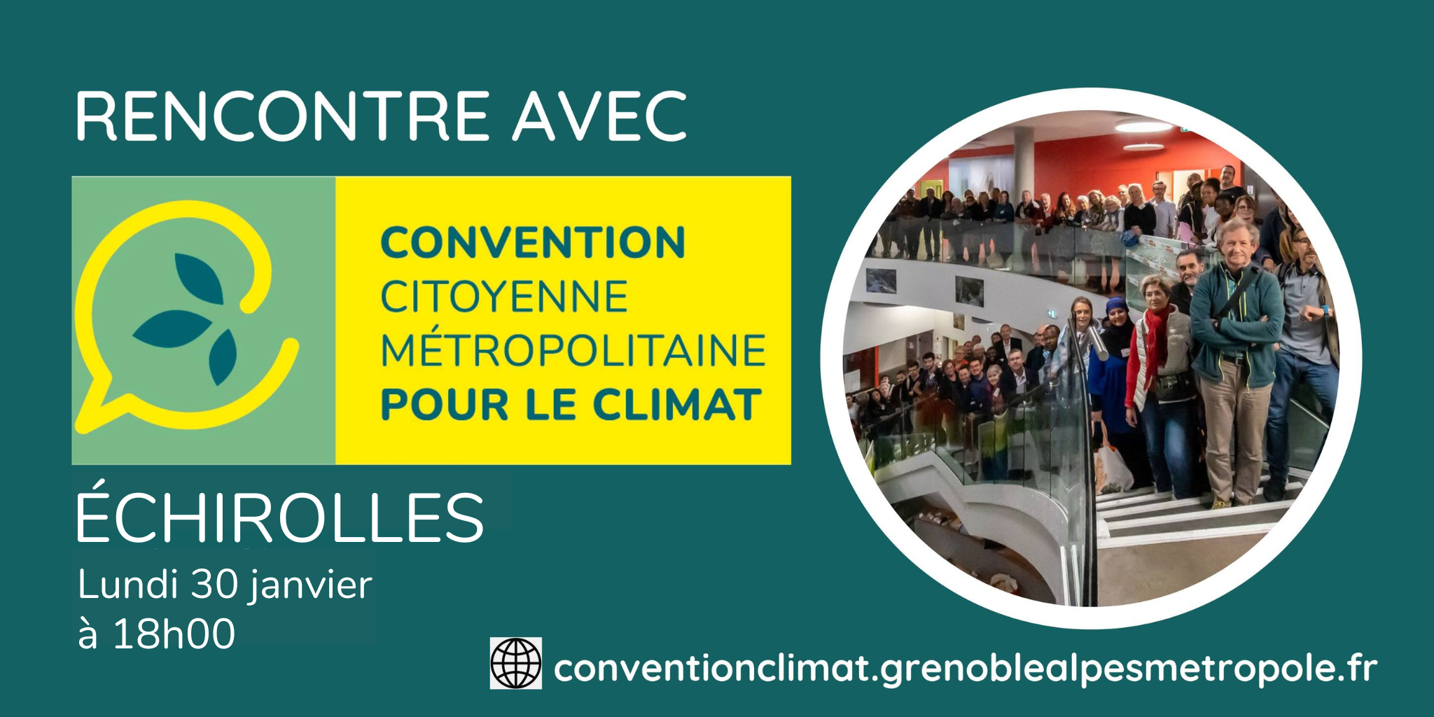 Rencontre avec la CCC à Échirolles ! Affiche de la rencontre avec la CCC pour le climat à Echirolles
