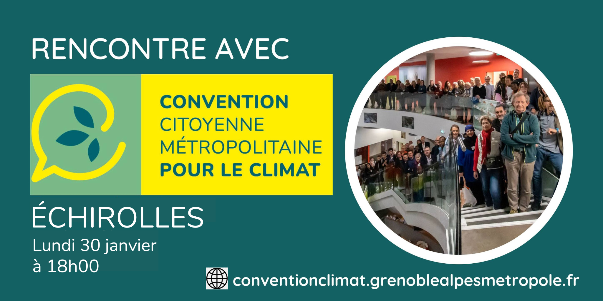 Affiche de la rencontre avec la CCC pour le climat à Echirolles