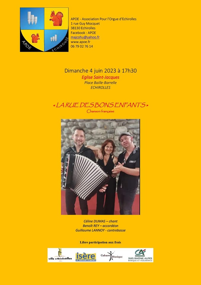 Affiche du concert avec une photo du groupe