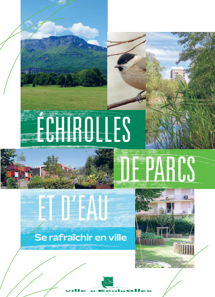 Couverture de la plaquette avec des photos des parcs et des points d'eau à Echirolles