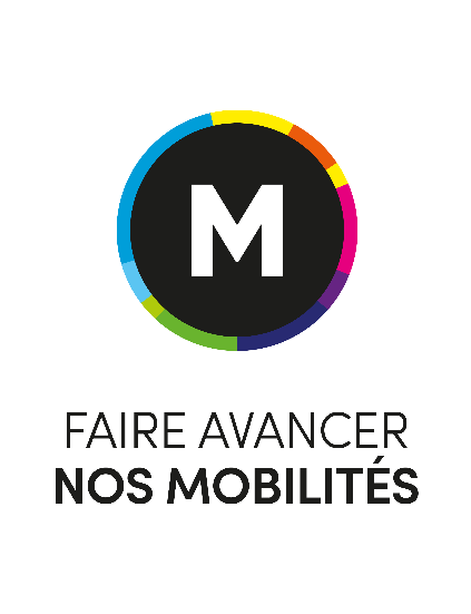 Logo de MMobilités, avec leur slogan dessous, "Faire avancer nos mobilités"