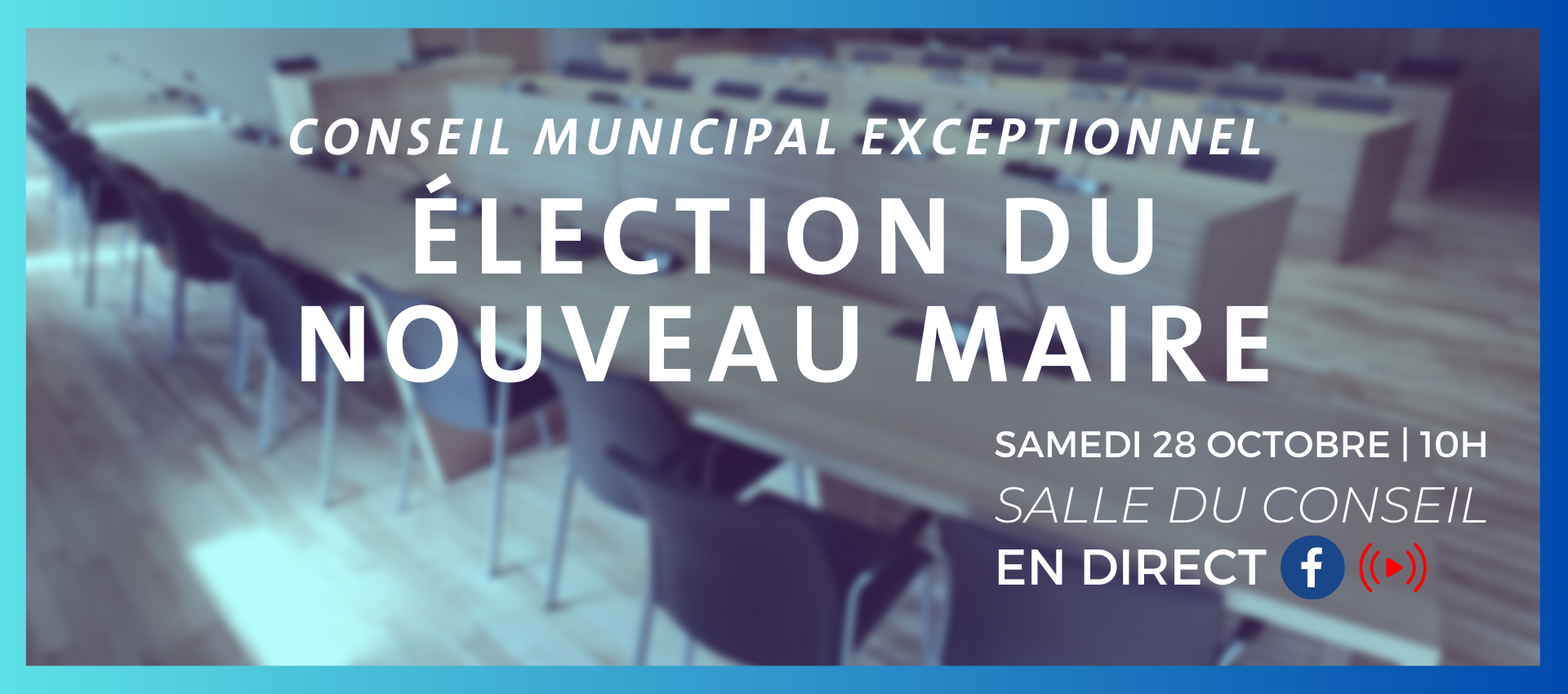 Image d'annonce de l'élection du nouveau maire lors d'un Conseil Municipal exceptionnel ce 28/10/23