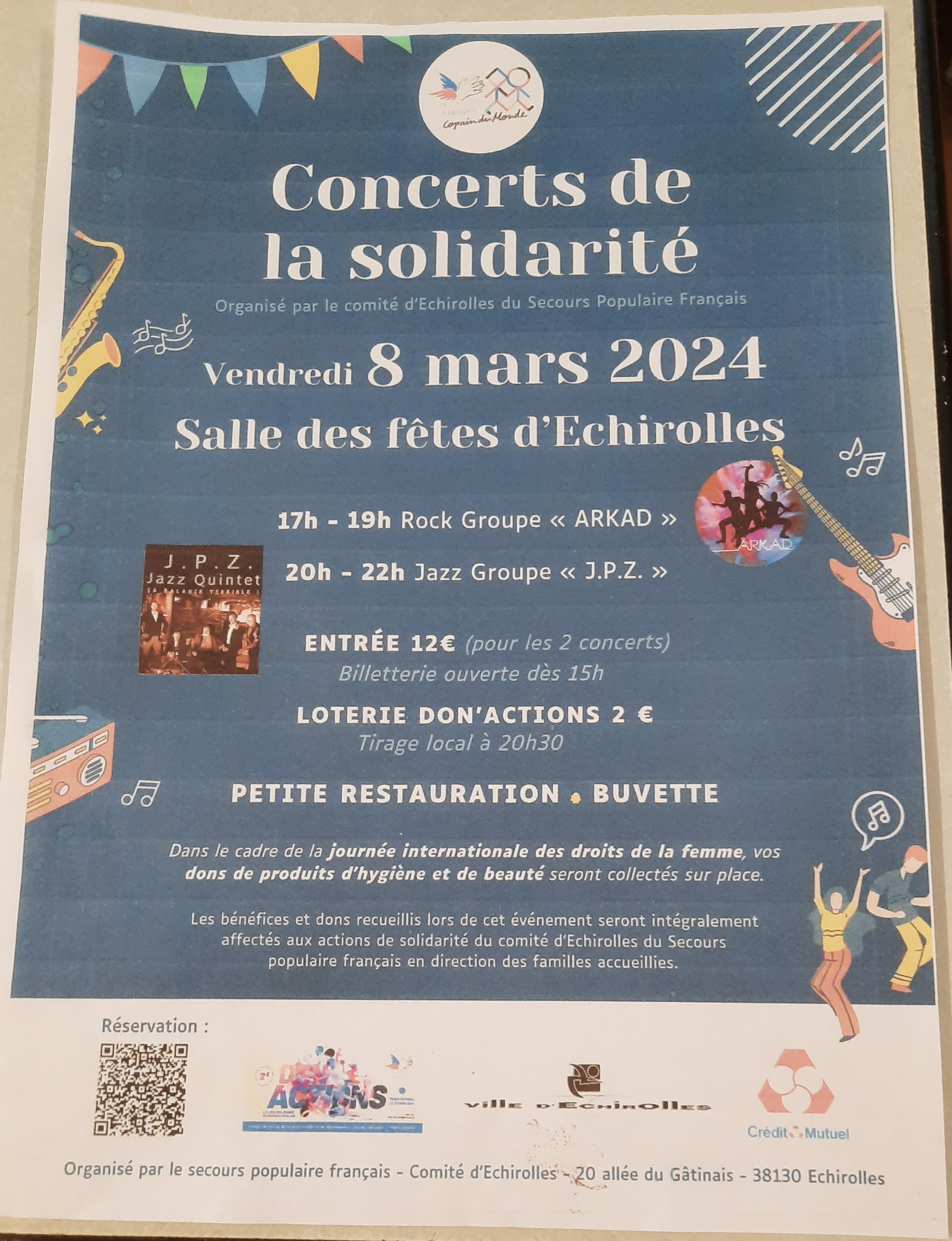 Concerts solidaires avec le Secours Populaire Affiche pour le concert du Secours Populaire