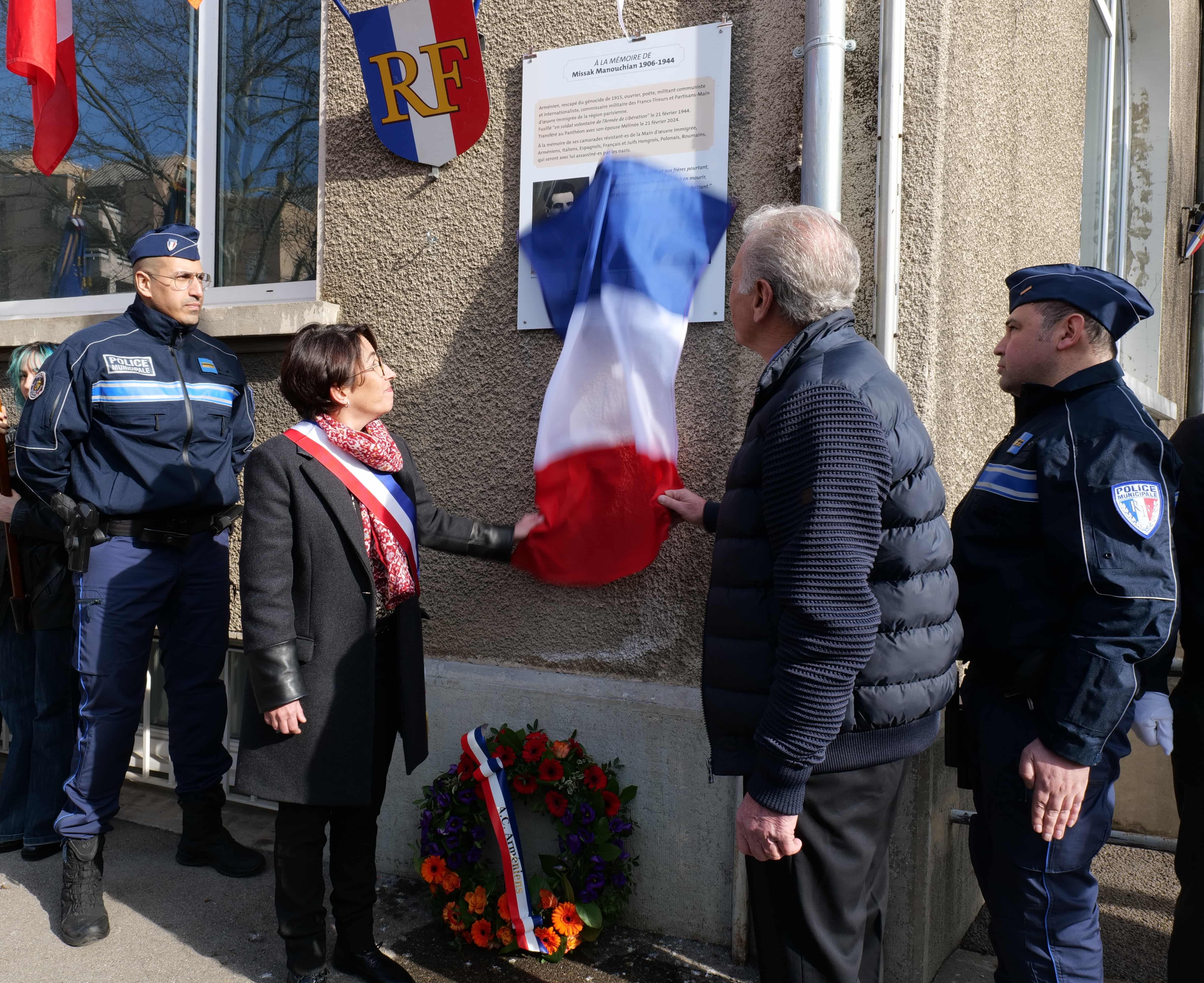 Une plaque en l'honneur de Missak Manouchian et son groupe a été dévoilée.