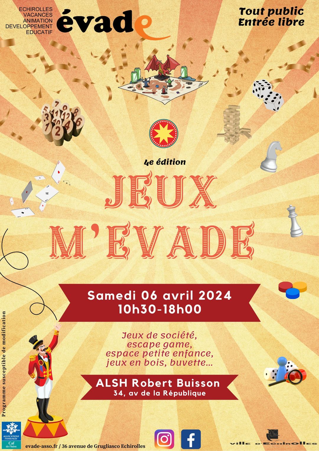 JEUX M'ÉVADE 2024 Affiche de la journée JEUX M'ÉVADE organisé par Évade