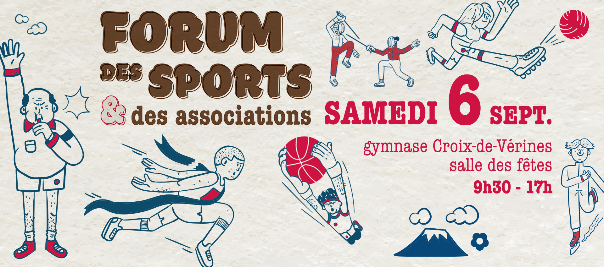 Illustrations avec des personnages faisant différents sports