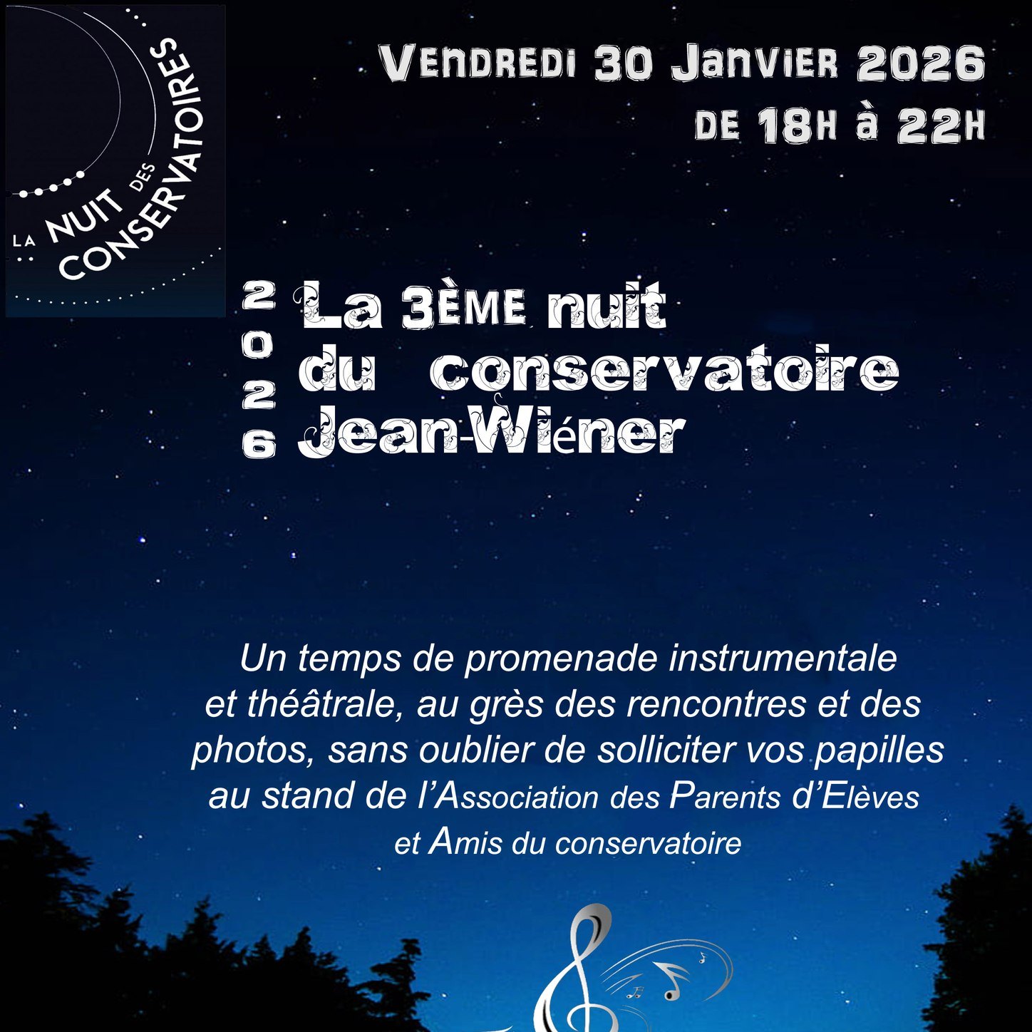 La nuit des conservatoires aura lieu le 30 janvier.