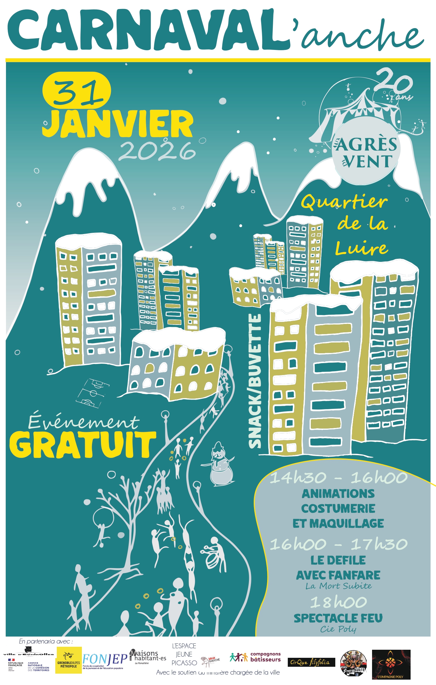 Le carnaval à Ouest aura lieu le samedi 31 janvier.