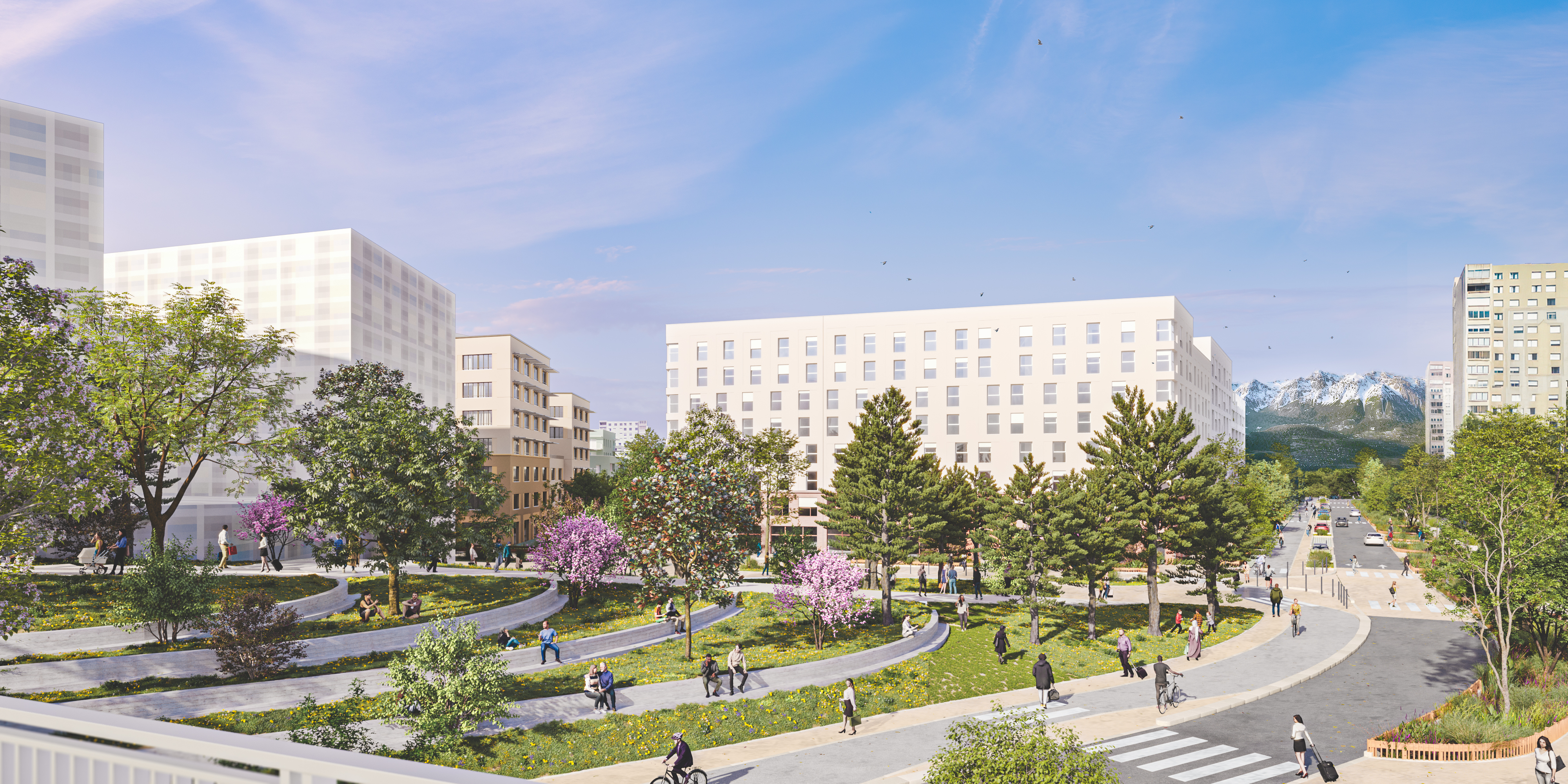 Le futur parvis de la gare sera réaménagé en pente douce, pour créer des zones de rencontre et de repos.