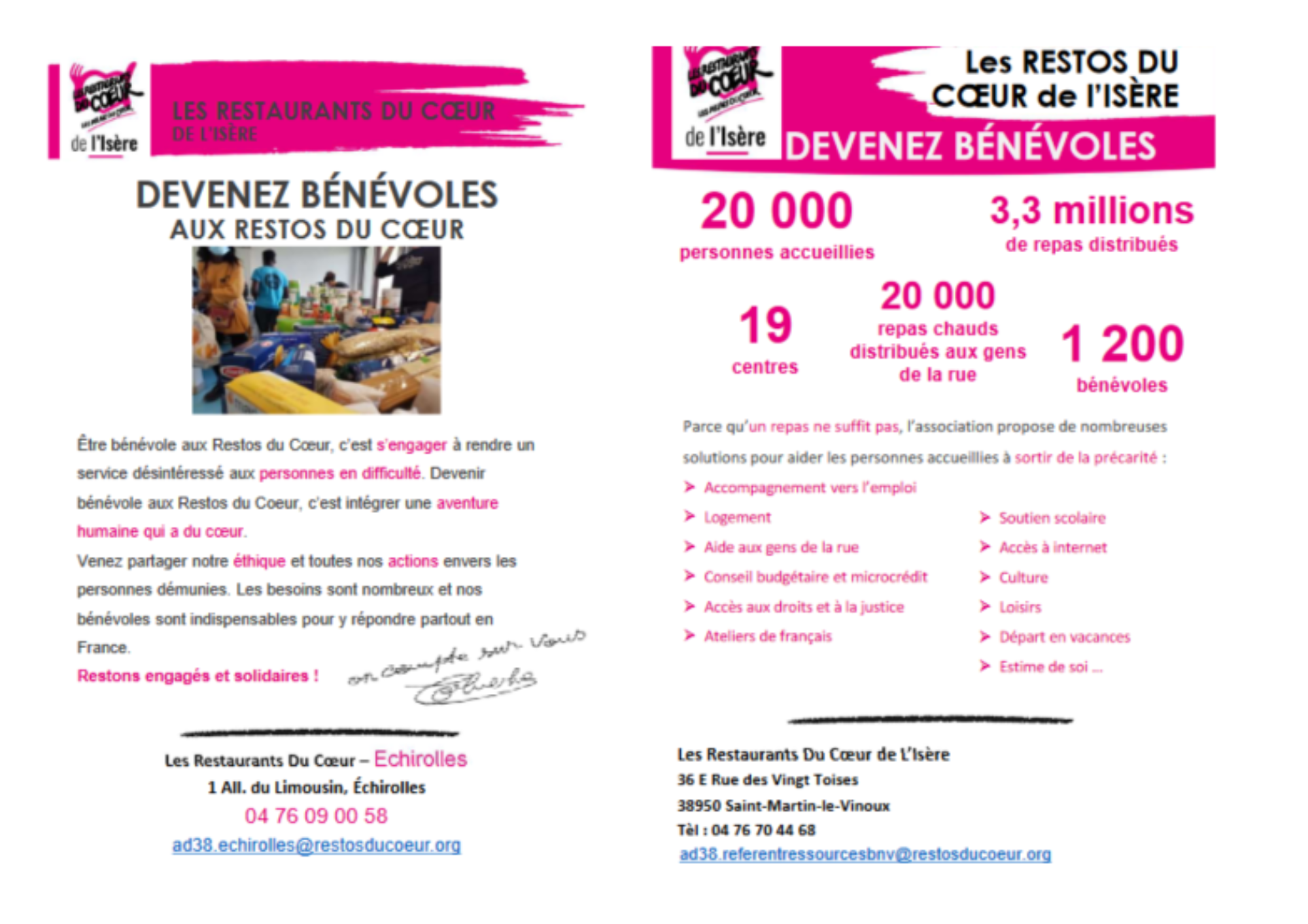 Flyer informatif des restos du coeur