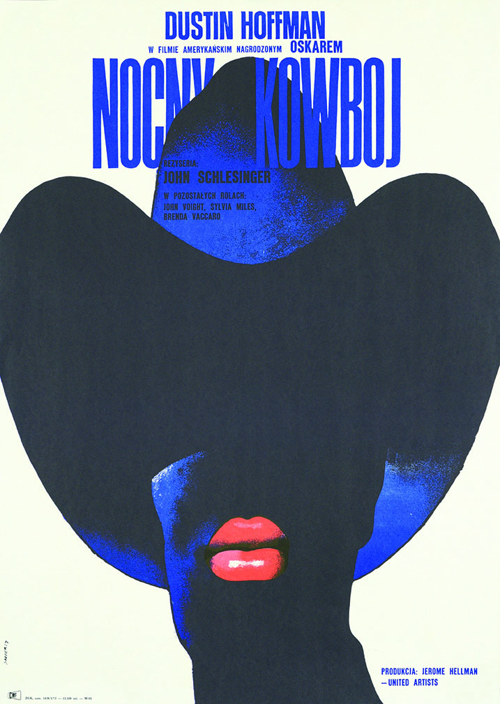 Waldemar Świerzy, Nocny Kowboj (Macadam Cowboy) Affiche, 1973. Collection : Alain Le Quernec.