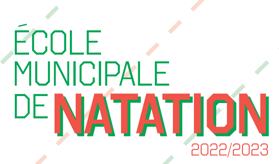 Image fond blanc avec texte "école municipale de natation 2022-2023"