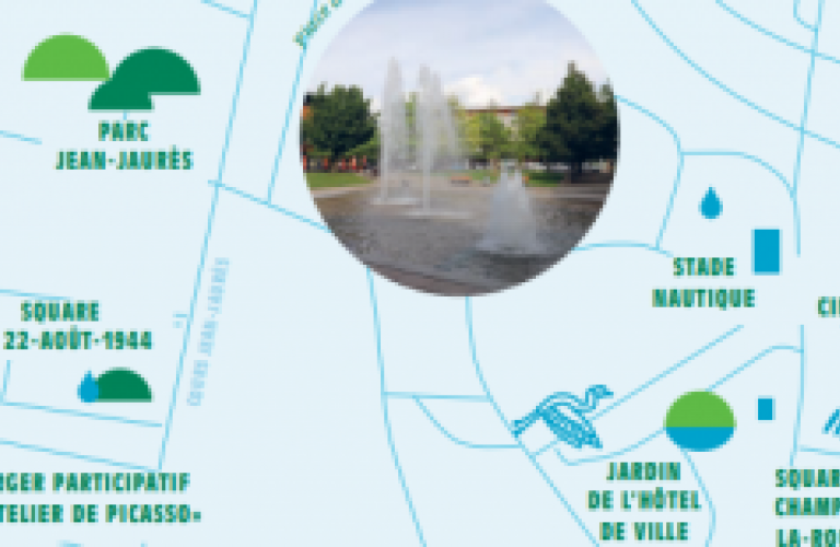 Extrait de la carte issue de la plaquette "Ville de parcs & d'eau"