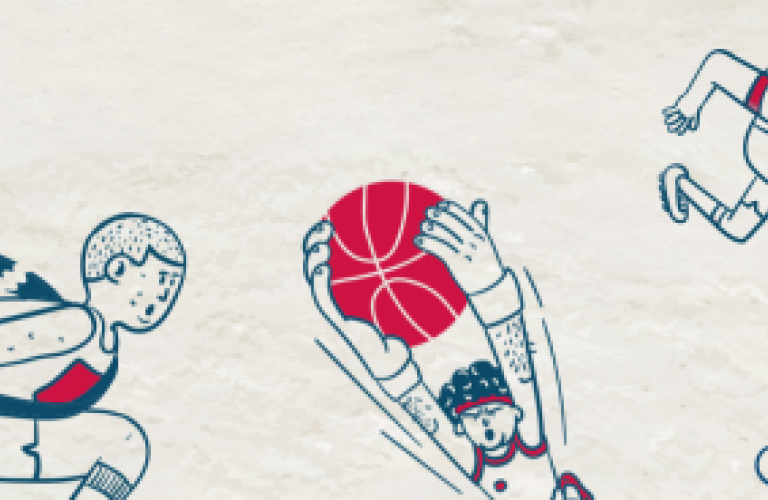 Header sports 25-26 avec personnage en train de faire du sport