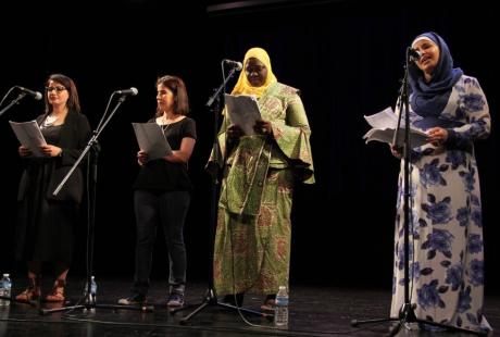 Le groupe de femmes de l'atelier Histoires de vie au Cinéthéâtre La Ponatière