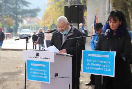 Le maire Renzo Sulli et le président de l'ARAC Lucien Souda, ont respectivement lu le message de la ministre chargée de la mémoire et des anciens combattants Geneviève Darrieussecq et celui de l'Union française des associations de combattants et de victimes de guerre.