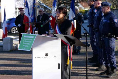 Amandine Demore lisait le message de la secrétaire d'Etat auprès du ministre des armées.