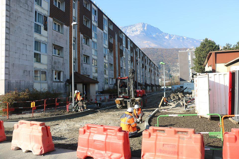 Chantier sur la rue de Vassieux