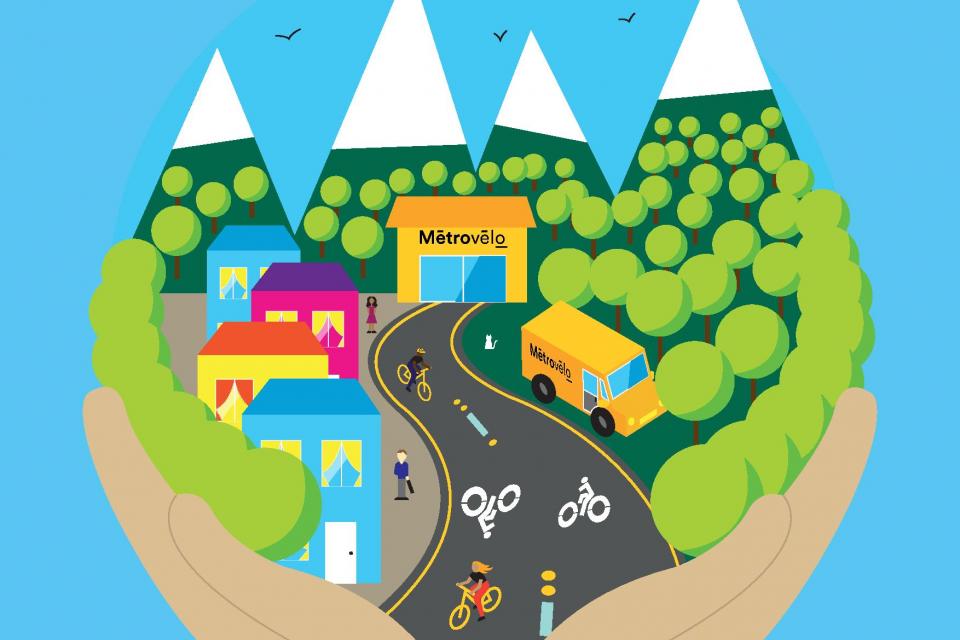 Affiche présentant le service MétroVélo