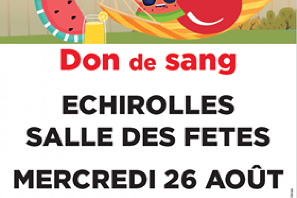 Affiche annonçant un don du sang le 26 août 2020