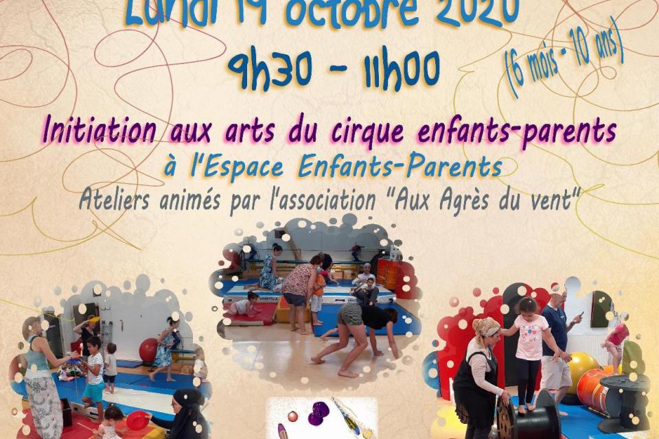 Affiche présentant l'événement atelier cirque à l'Espace enfants-parents