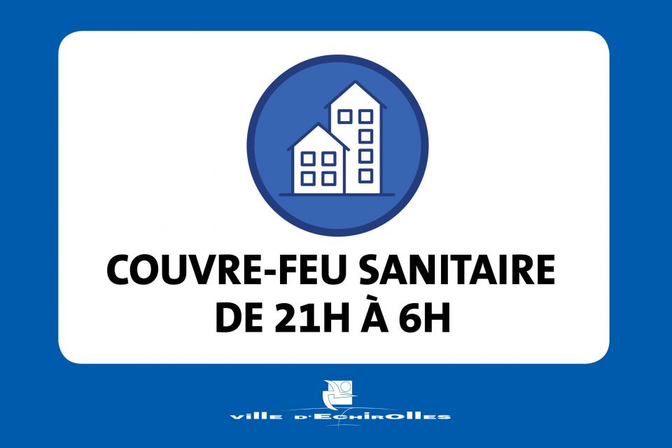 Affiche annonçant le couvre feu de 21h à 6h sur Echirolles. 