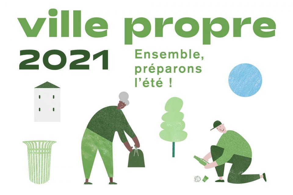 visuel de l'opération Ville propre 2021. Il est écrit "ensemble préparons l'été !"