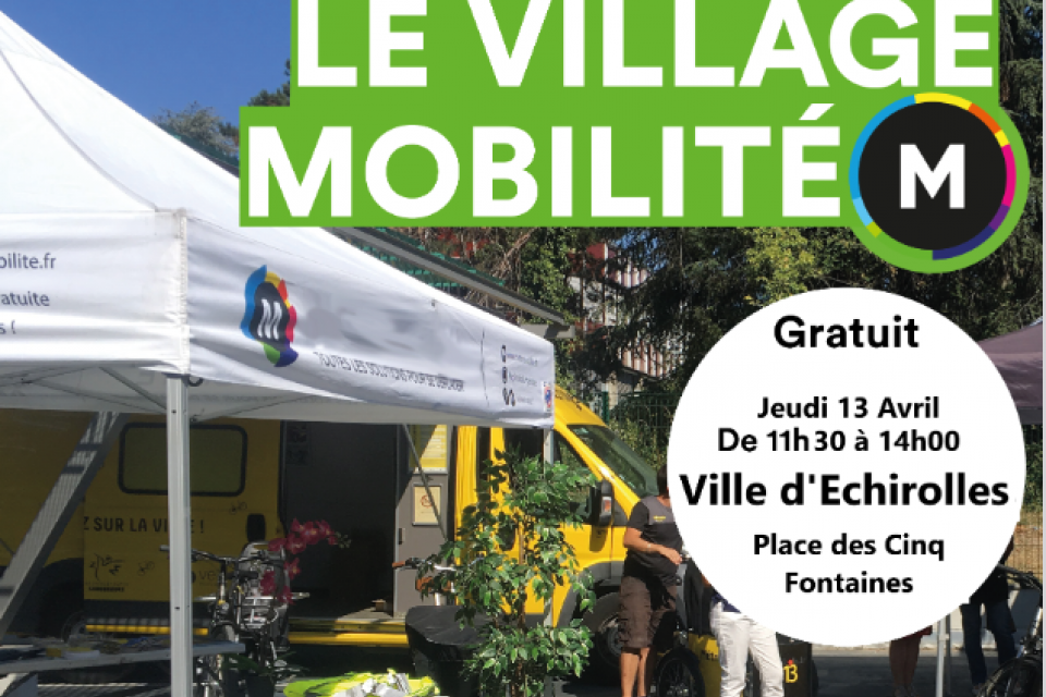 Affiche pour le Village Mobilité M, un événement sur les mobilités douces organisé par le SMMAG