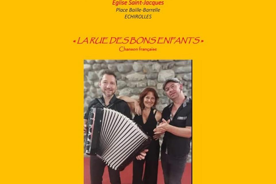 Affiche du concert avec une photo du groupe