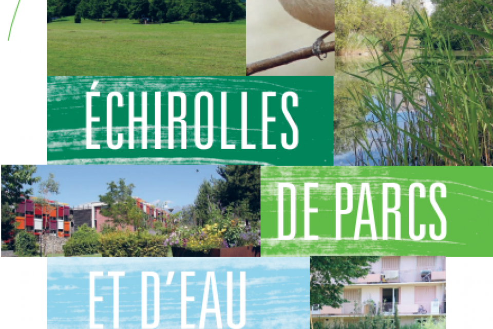 Couverture de la plaquette avec des photos des parcs et des points d'eau à Echirolles