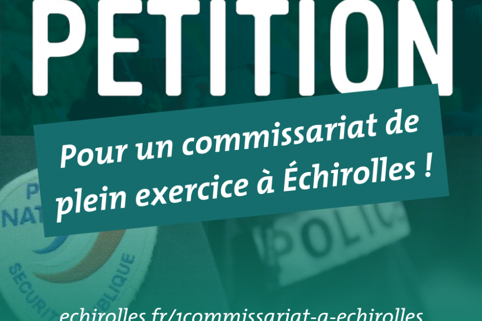 Photo d'agents de police nationale avec le texte "PETITION" écrit dessus