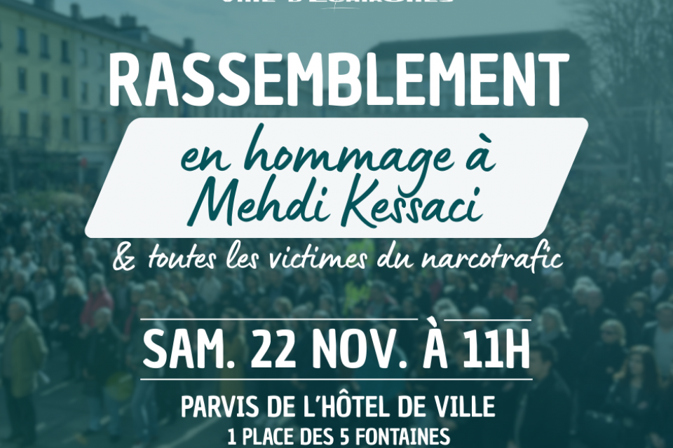 Image du rassemblement en hommage à Mehdi Kessaci