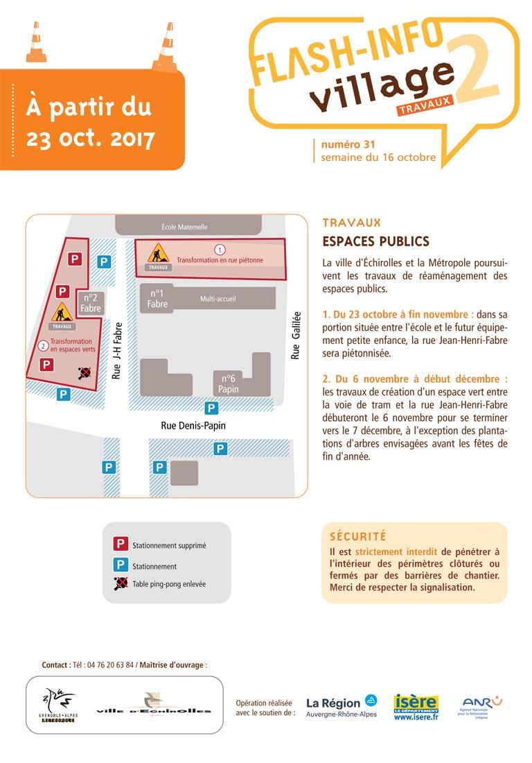 Flash info travaux octobre 2017 - Village Sud Vignette
